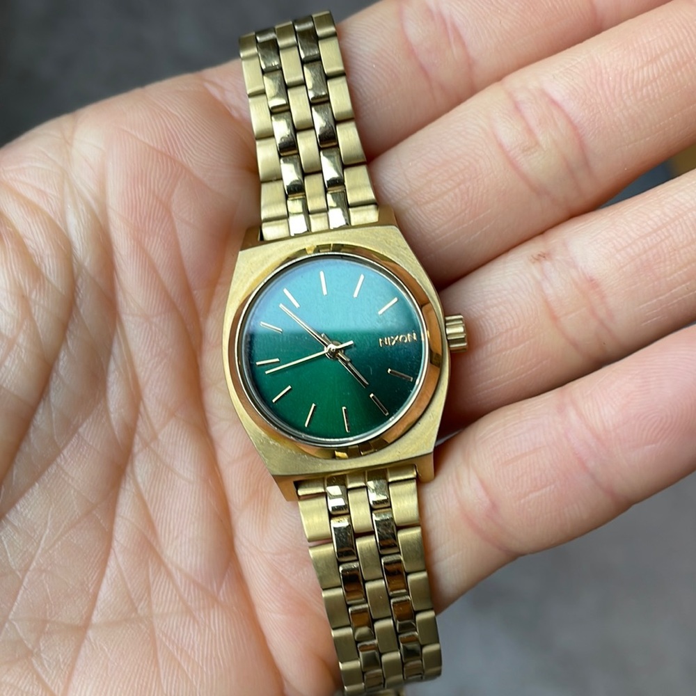 Nixon small time teller womens watch gold/green Sunray